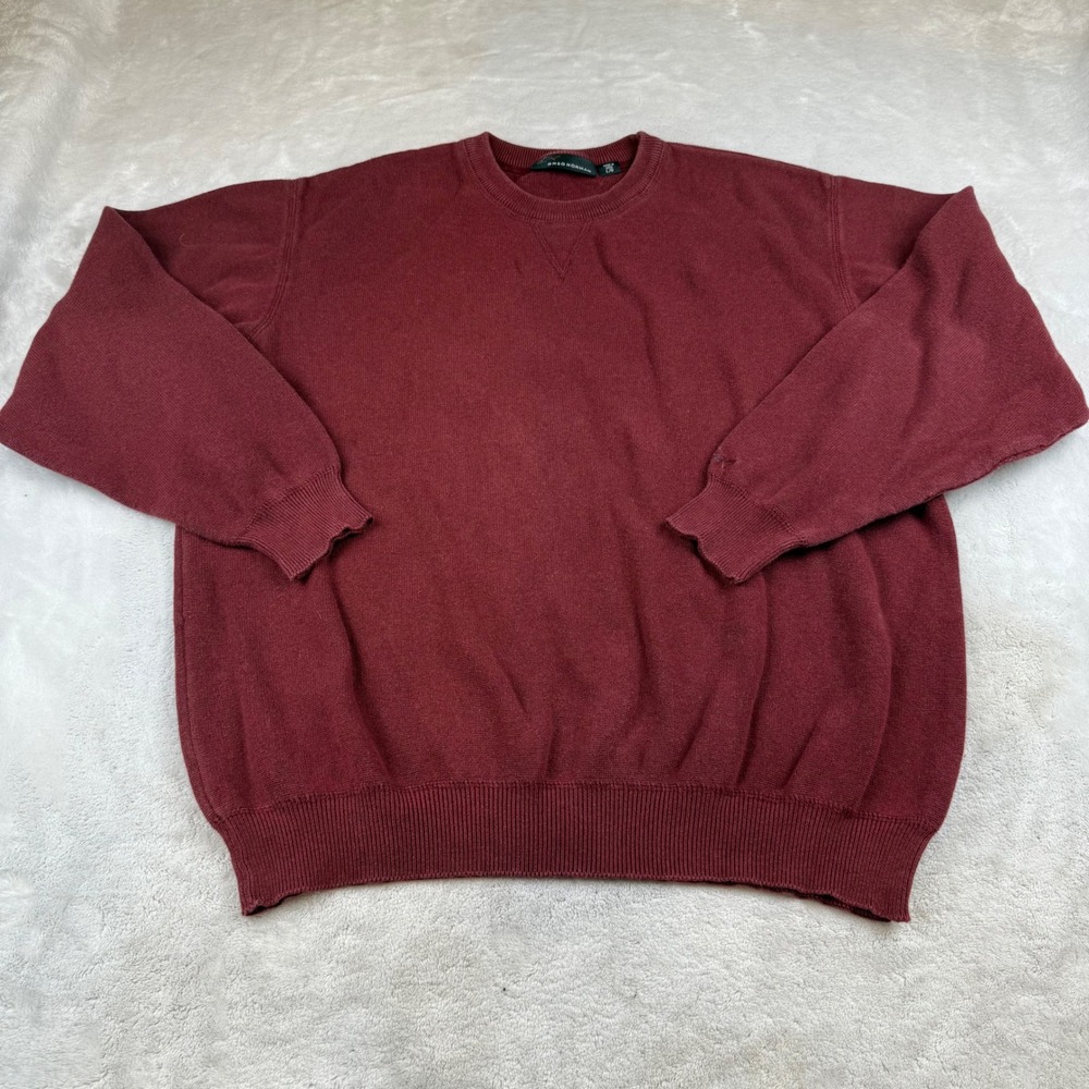 Greg Norman Mens Crewneck Sweatshirt Burgundy Knit Pullover Large L
